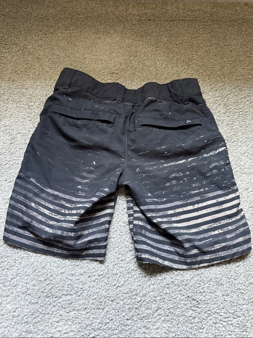 art class Black Swim Shorts with Gray Horizontal Stripe Pattern